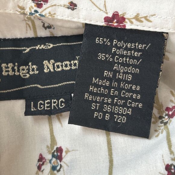 Vtg High Noon Floral Stripe Shirt Men Sz L Cream Pearl Snap Long Sleeve Western - Picture 13 of 14